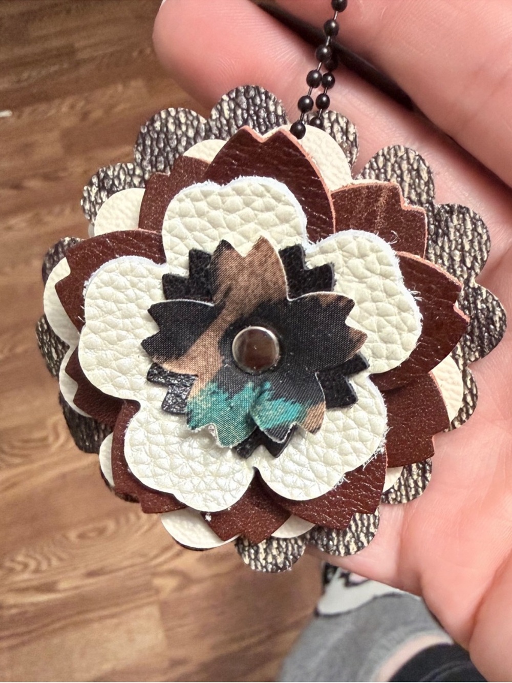 Handmade Leather Floral Bag Charm